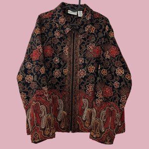 vintage tapestry abstract patterned beaded jacket